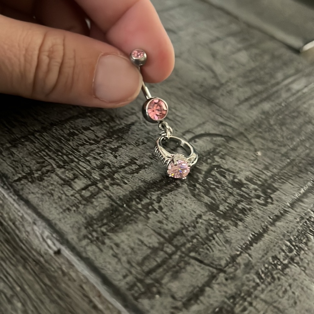Pink Promise ring belly button ring - Picture 2 of 5